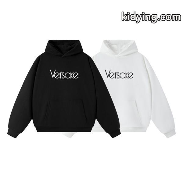 ブラック × ホワイト シンプルロゴ パーカー ヴェルサーチ VERSACE コピー 2025秋冬エッセンス 最安値-0