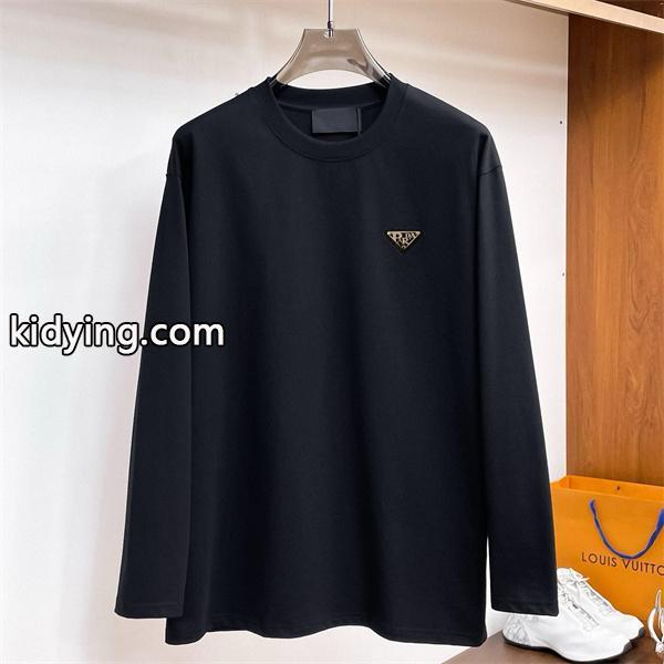 PRADA コピー 長袖Tシャツ ホワイト 小ロゴ シンプルファッション おしゃれ プラダ-0