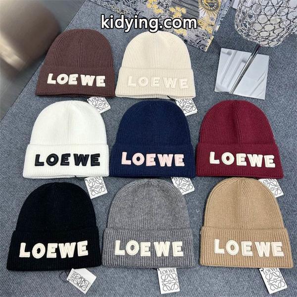 LOEWE スーパーコピー ロゴ パッチ カシミヤ ブレンド リブ ニット クラシック スタイル ニット帽 ロエベ-0