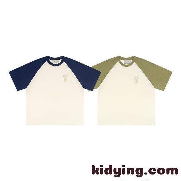 旬コーデ 半袖Tシャツ ナチュラルテイスト 軽やか着用 AMI PARIS アミ パリス コピー-1
