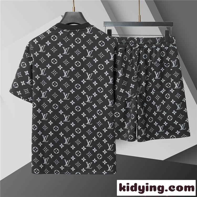 プリント セットアップ LOUIS VUITTON メンズ 半袖Tシャツ ルイヴィトン コピー ショートパンツ 上下セット-1