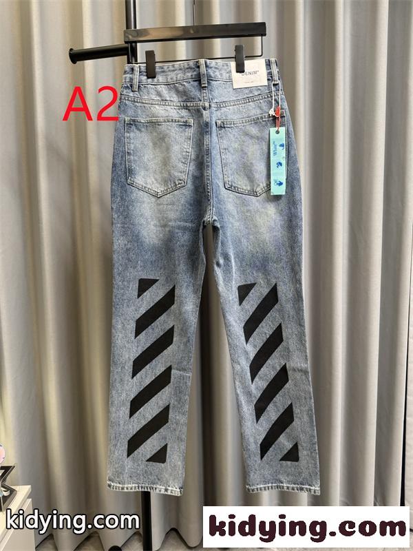 2026新作 ストレートライン ロゴ刺繍 ウォッシュ加工 OFF-WHITE オフホワイト コピー デニムパンツ 春夏人気-1