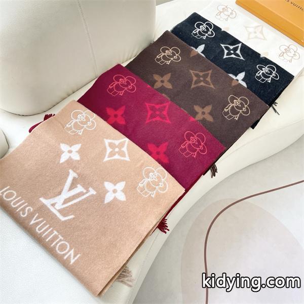Louis Vuitton ルイ・ヴィトン 2025限定 モノグラム×フラワーマスコット カシミヤマフラー 191×46cm-2