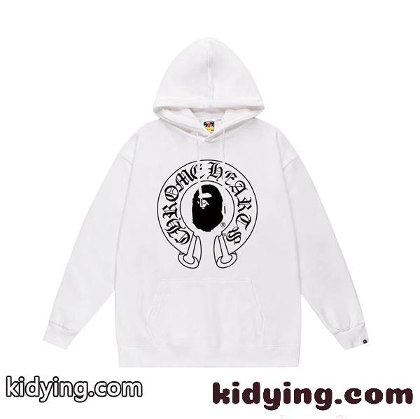 人気 新登場 コピー パーカー プリント 裏起毛ストリート 2026新作 CHROME HEARTS X BAPE-2