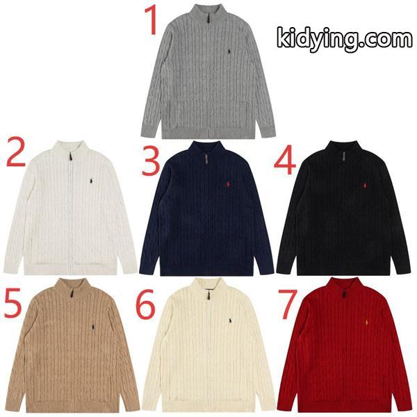 ホワイト × ネイビー × ブラック7 色 リブ柄 ジップニット ポロラルフローレン POLO RALPH LAUREN コピー 秋冬-1