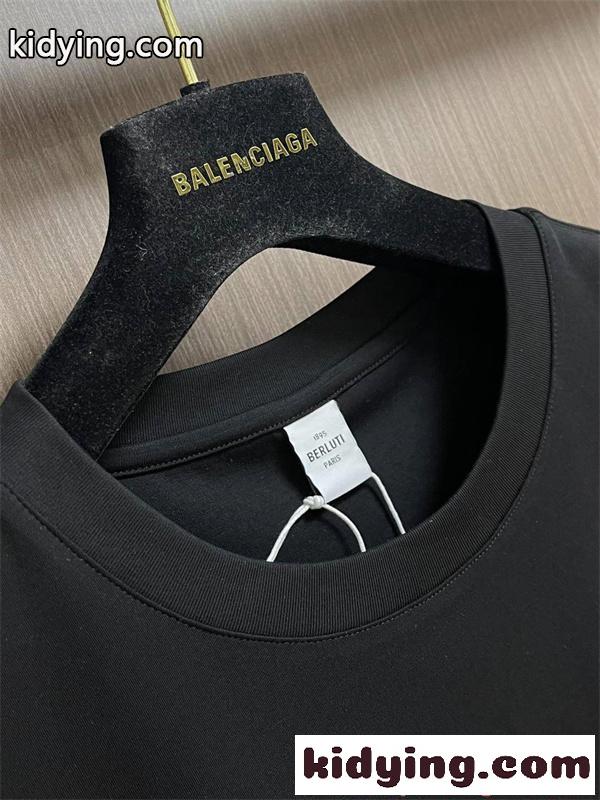 プリント 半袖Tシャツ ホワイト ベルルッティ スーパーコピー ブラック バイカラー モード系 高見え Berluti-5