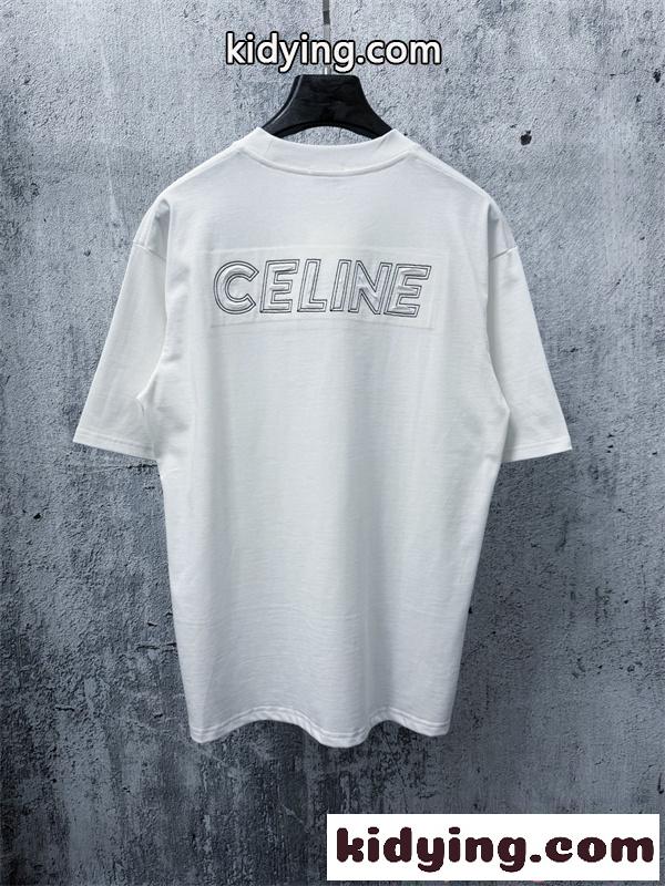 刺繍アクセント 半袖カットソー セリーヌ コピー ゆったり CELINE シンプル系 ストリート-2