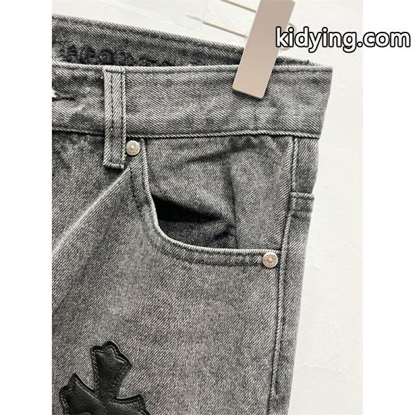 クロムハーツ Chrome Hearts コピー 希少 重厚クロスパッチ 大人向け デニムパンツ-3