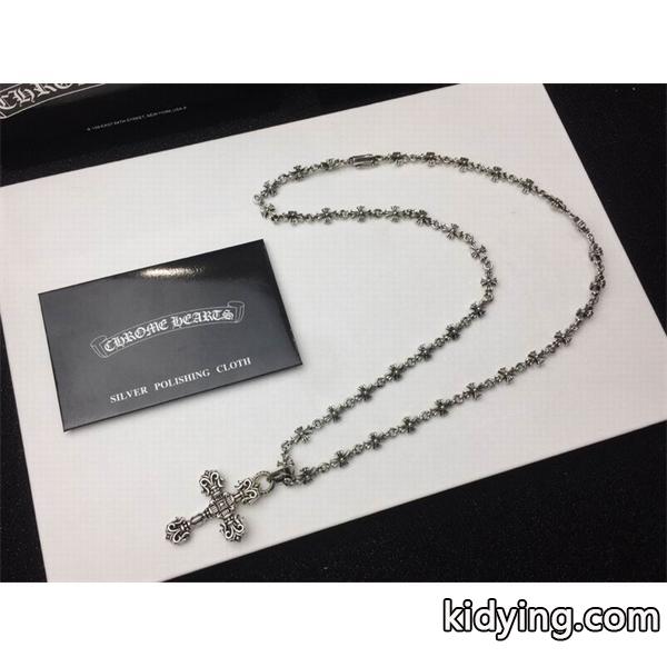 CHROME HEARTS スーパーコピー 力強い 独特 シルバーネックレス フラワークロスチェーン クロムハーツ-0