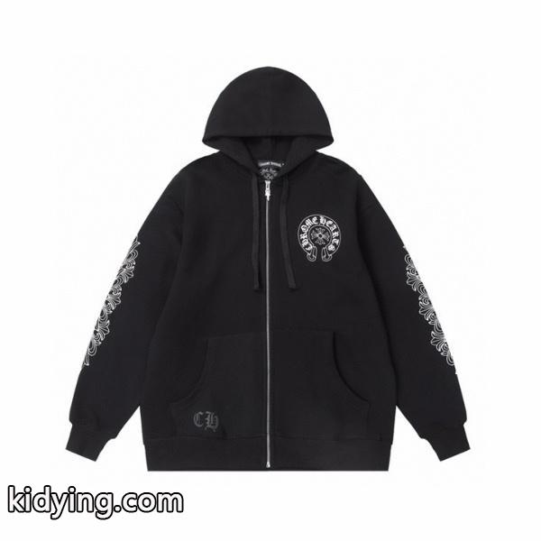 クロムハーツ スーパーコピー ジップパーカー 大胆 洗練 ホースシュー ブラック CHROME HEARTS-1