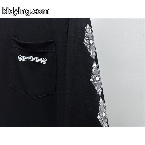 クロムハーツ コピー クラシックエレメント ブラック長袖Tシャツ バッククロスデザイン CHROME HEARTS-0