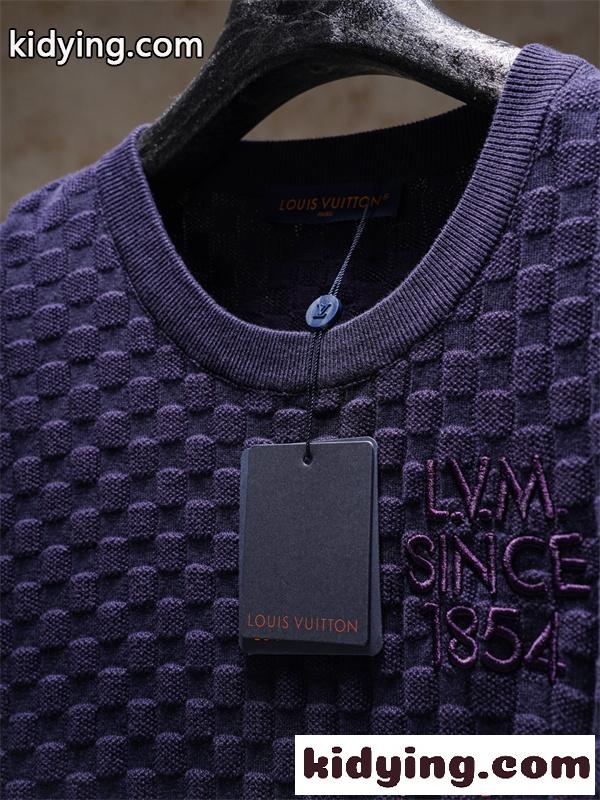 立体ジャガード テクスチャー 半袖ニットTシャツ 上質素材 厚手 高級感 ルーズフィット メンズ レディース ルイヴィトン コピー Louis Vuitton-7