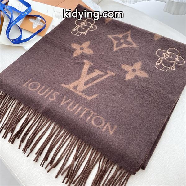 Louis Vuitton ルイ・ヴィトン 2025限定 モノグラム×フラワーマスコット カシミヤマフラー 191×46cm-3