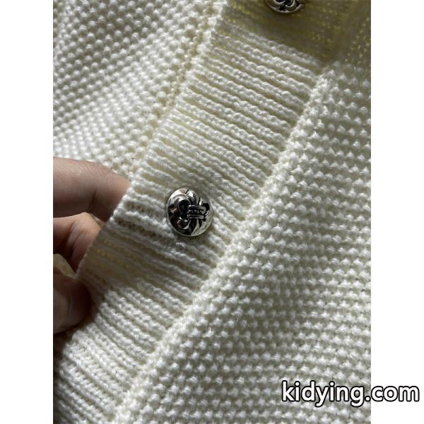 グレー 質感豊かな十字刺繍 カーディガン 数量限定 秋冬高級アイテム クロムハーツ 偽物 Chrome Hearts ニット-8