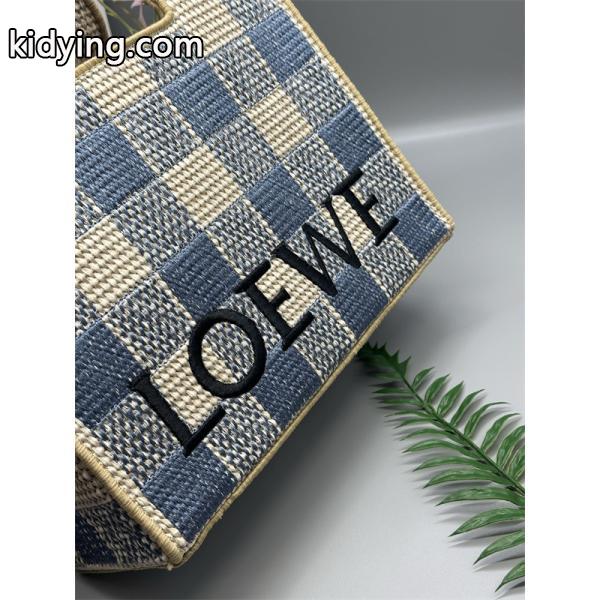 LOEWE コピー チェック柄 かごバッグ トート ストロー素材 ナチュラルデザイン ロエベ-1
