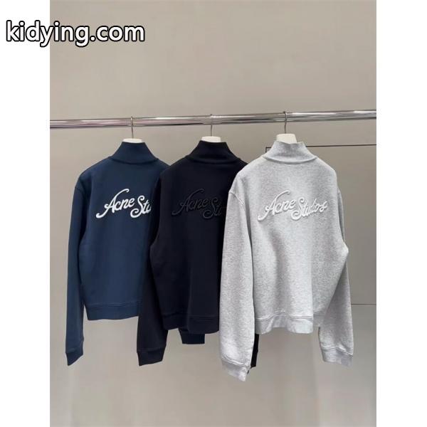 Acne Studios コピー 激安 アクネステュディオズ 25AW 新作 ロゴ刺繍 ジップスウェット メンズ レディース兼用 ハイネック ジャケット風 トップス カジュアル-2