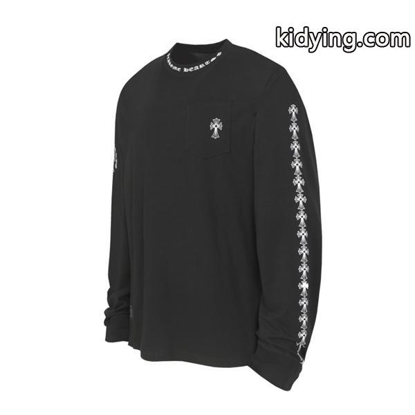 CHROME HEARTS コピー カジュアルリッチ モノトーンデザイン 長袖Tシャツ バッククロスロゴ クロムハーツ-1