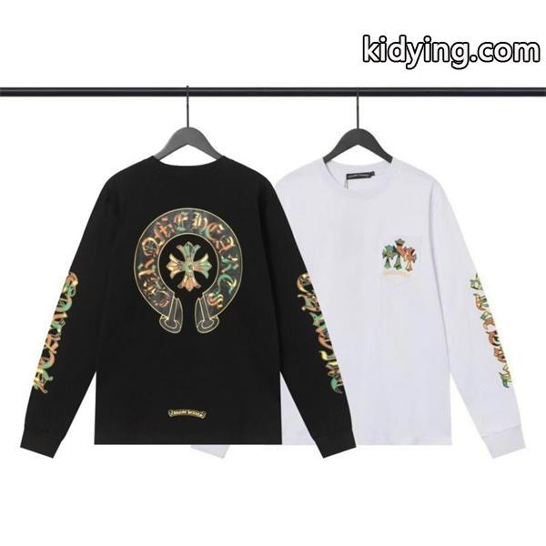 CHROME HEARTS コピー エネルギッシュ ポップアート風 長袖Tシャツ マルチカラーロゴ クロムハーツ-1