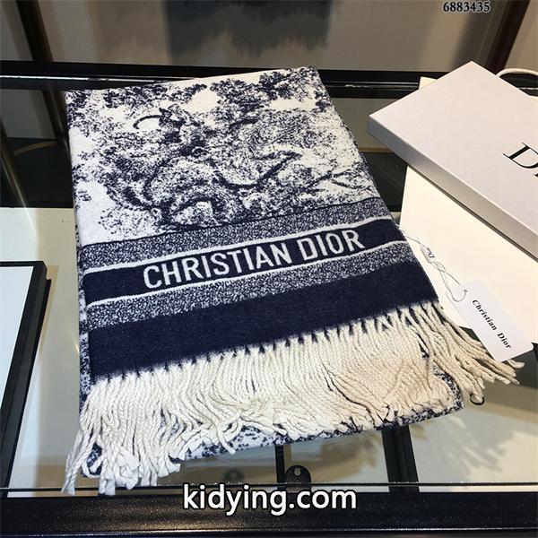 存在感デザイン DIOR ディオール コピー 大判ストール ネイビー配色 防寒アイテム-0
