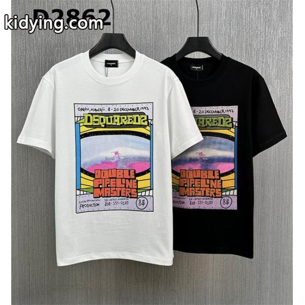 DSQUARED2ディースクエアードコピーロゴがプリントしたメンズ半袖クルーネックTシャツ-0