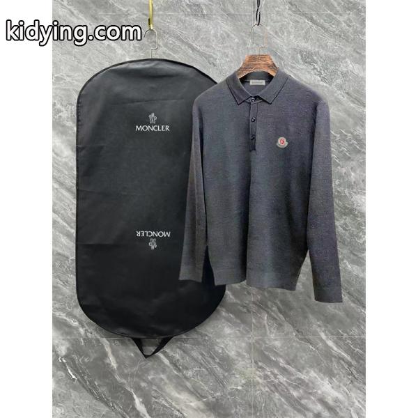 ブラック / グレー セーター POLO レッド 円形 ロゴ 2025秋冬鮮明 モンクレール 高品質 偽物 最新-1