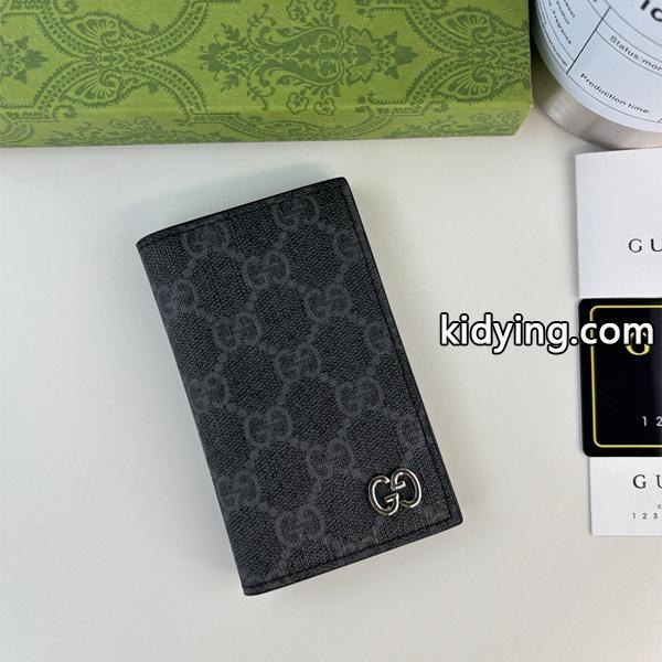 GUCCI 偽物 カードホルダー GGキャンバス シルバーエンブレム ブラックレザー コンパクト グッチ-0