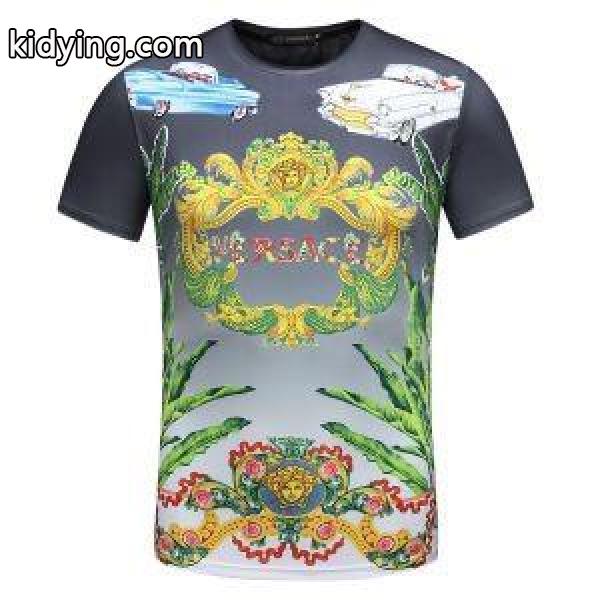 超激得高品質VERSACEヴェルサーチコピー人気プリント激安メンズクルーネック半袖Ｔシャツ-0