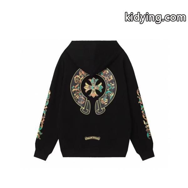 クロムハーツ コピー ジップパーカー 魅力的 カラフル クロス スリーブデザイン ブラック CHROME HEARTS-0