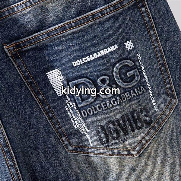 ライトブルー 刺繍ロゴ デニムパンツ ドルチェ & ガッバーナ DOLCE & GABBANA コピー 秋冬ストリートファッション万能-5