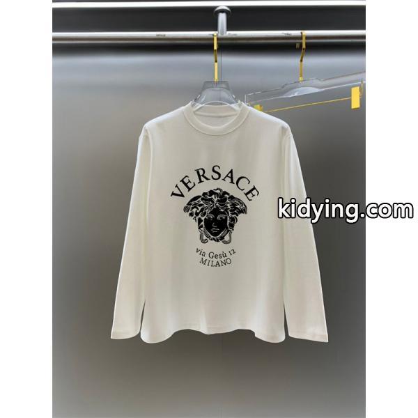 2025秋冬スタンダード 着心地抜群 ブラック × ホワイト メデューサ長袖Tシャツ ヴェルサーチ VERSACE コピー-6