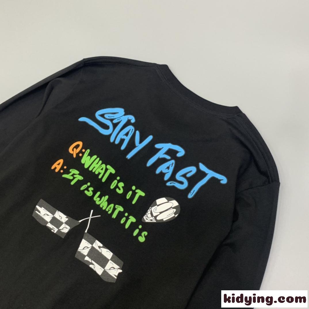 Chrome Hearts クロムハーツ コピー 長袖Tシャツ バックプリント STAY FAST ポケットデザイン ブラック 袖プリント ストリート クロムハーツ-7