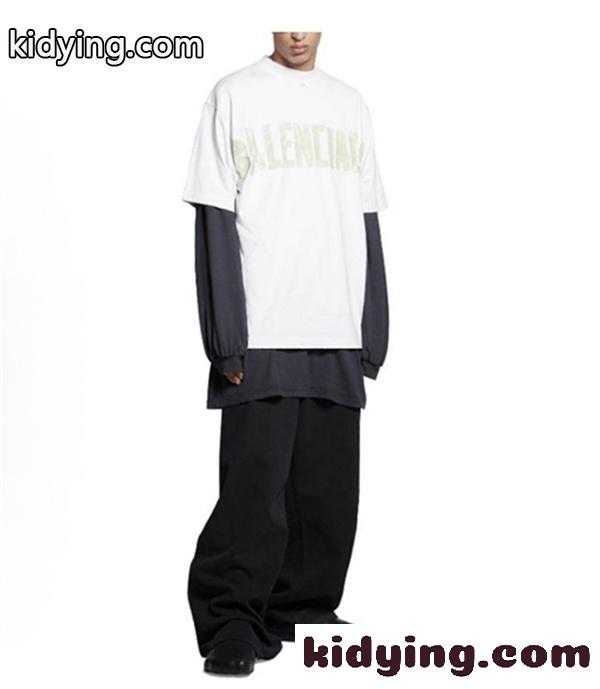 ライムイエロー 半袖Tシャツ BALENCIAGA ビッグロゴプリント バレンシアガ コピー オーバーサイズ クルーネック メンズカジュアル-2