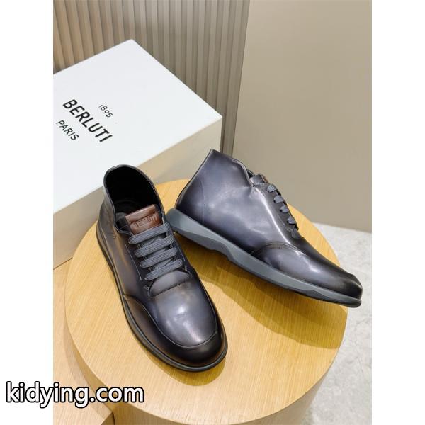 上質レザー レースアップ Berluti ベルルッティ コピー ショートブーツ 重厚感 演出-6
