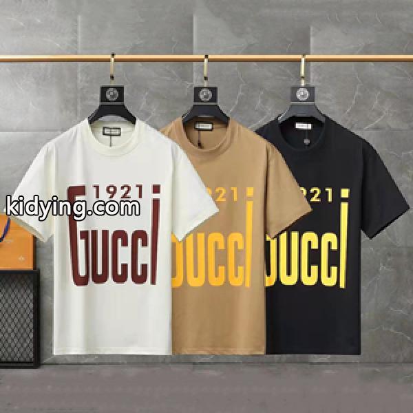 2021夏新たなグ○チ 1921GC コットン半袖Tシャツ 春夏最新コレクション オーバーサイズフィット 男女兼用-0