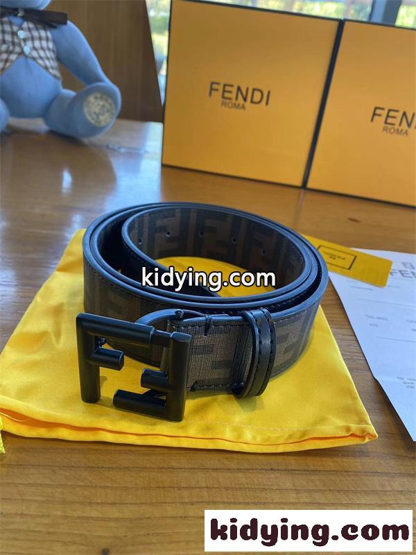 FENDIフェンディベルトコピー正規店同様 幅4.0cm 両面使用可能 FFリベル留め Cuoio Romanoレザー素材-2