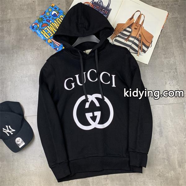 ダブル G ロゴ ブラック グッチ パーカー ユニセックス クラシック GUCCI スーパーコピー-1