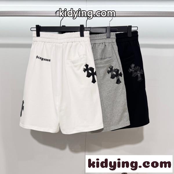 CHROME HEARTS コピー クロムハーツ コピー レザークロスパッチスウェットショーツ ゴシックロゴ ハーフパンツ-1
