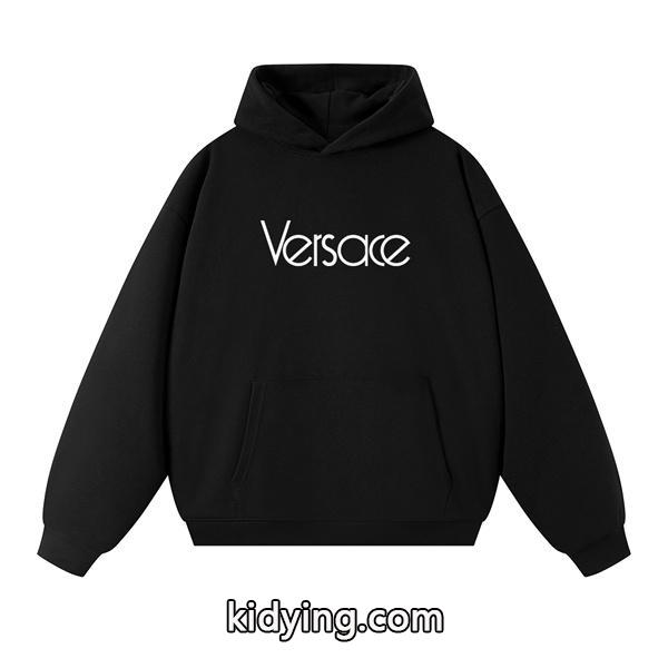 ブラック × ホワイト シンプルロゴ パーカー ヴェルサーチ VERSACE コピー 2025秋冬エッセンス 最安値-1