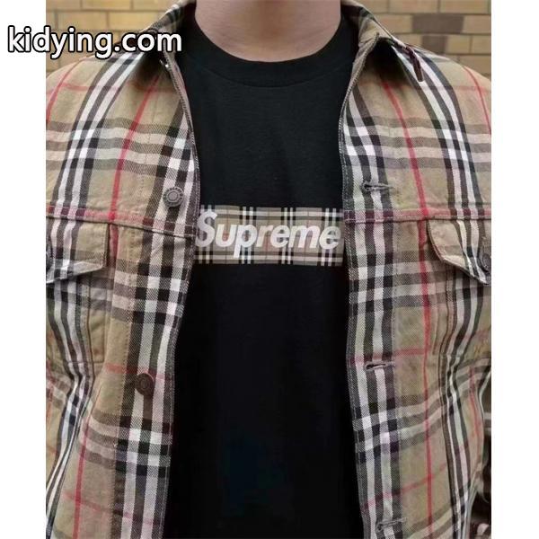 Tシャツ コピー シュプリーム Supreme 22 SS Burberry Box Logo Tee BBRバーバリー連名クルーネック半袖 半袖 2色入 着心地よい-0