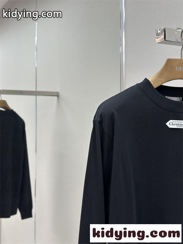 DIOR ディオール コピー 長袖Tシャツ ミニロゴプレート クルーネック シンプル洗練 2026新作-4