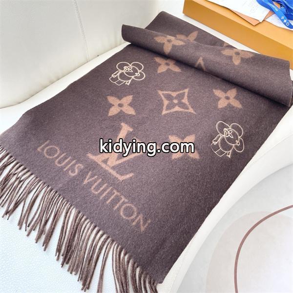 Louis Vuitton ルイ・ヴィトン 2025限定 モノグラム×フラワーマスコット カシミヤマフラー 191×46cm-5