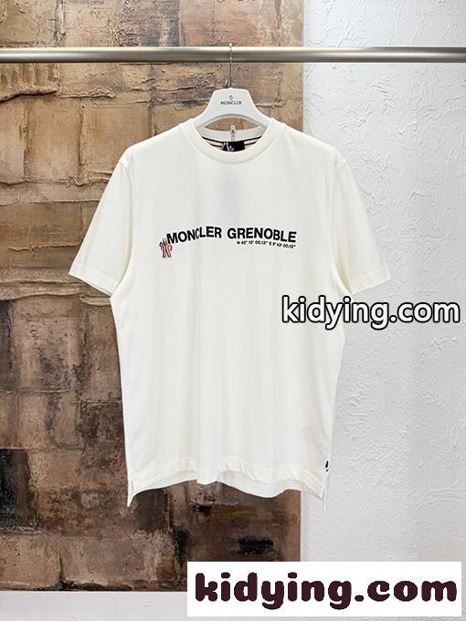 ホワイト ブラック 半袖Tシャツ MONCLER GRENOBLE モンクレール グルノーブル コピー 胸元ロゴプリント クルーネック シンプルカジュアル-5