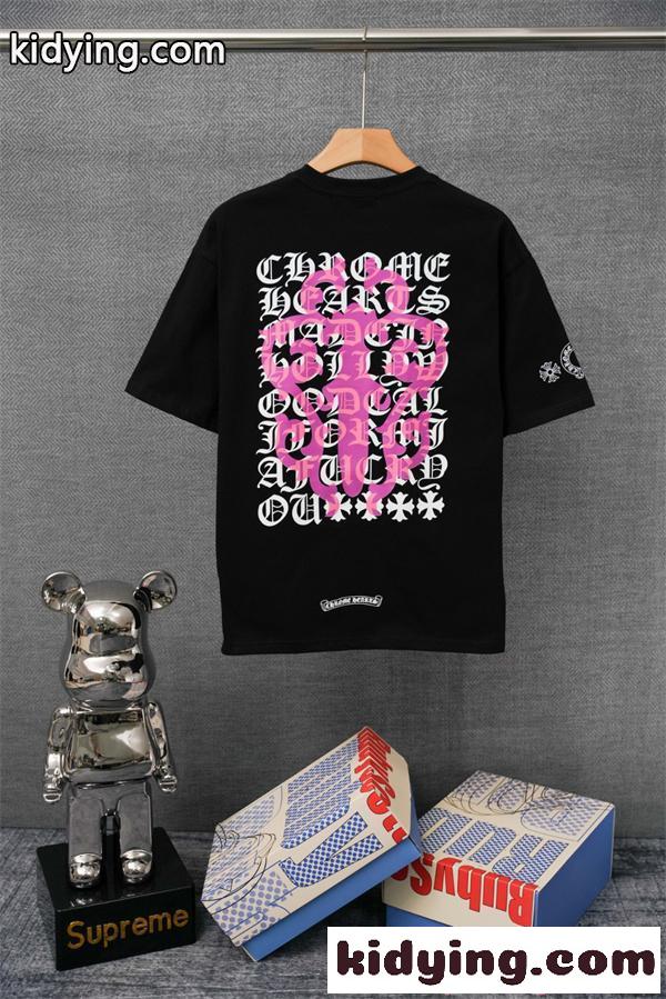 ピンククロス クロムハーツ スーパーコピー 半袖Tシャツ 胸ポケット付き ホワイト ブラック 夏 ストリート Chrome Hearts クロムハーツ-4