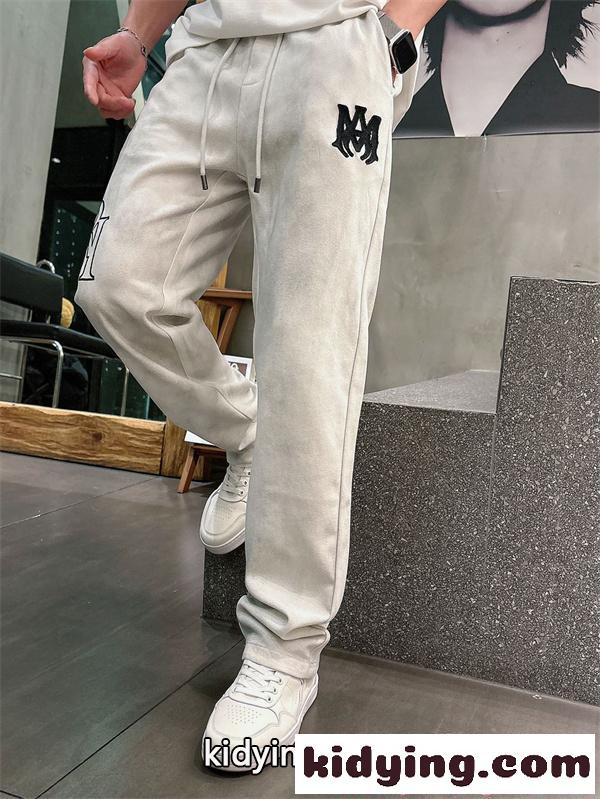 ロングパンツ アミリ コピー 刺繍ロゴ AMIRI ストレートシルエット スウェット素材 リラックス-2