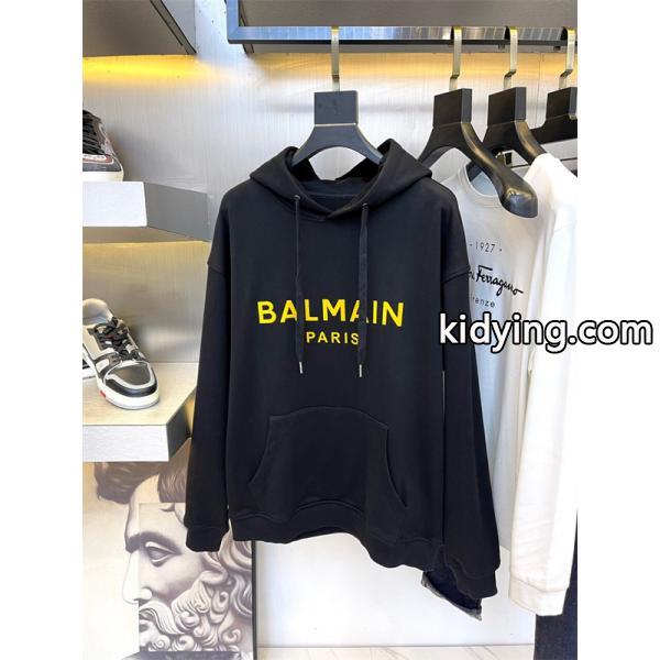 BALMAIN 偽物 秋冬 ストリートシャープ トレンディ ホワイト 連帽 大字母プリント スウェット バルマン-2