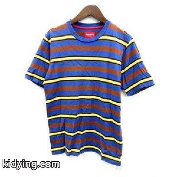 シュプリーム SUPREME Tシャツ カットソー ボーダー 半袖 青 黄 10SS Surf Stripe Crew /EK メンズ 販売 通販-0