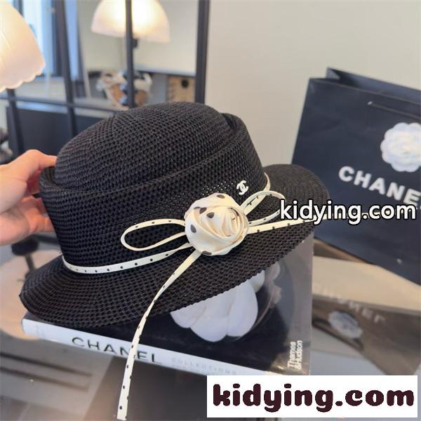 レディース ハット CHANEL 上品 エレガント 軽量 通気性 つば広 日よけ おしゃれ シャネル 偽物-1
