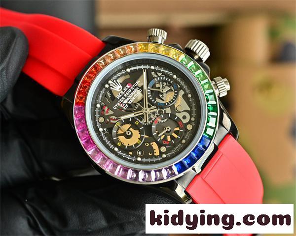 ロレックス コピー メンズ ROLEX 腕時 43mm デイトナ スケルトン ミネラルガラス クロノグラフクォーツムーブメント 高品質-3