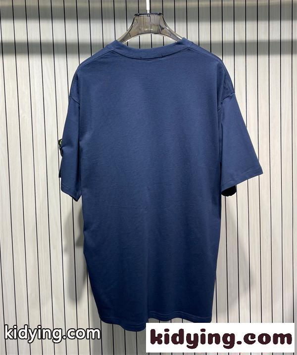 STONE ISLAND コピー 限定 シンプル ストーンアイランド Tシャツ ネイビー ワンポイントワッペン 半袖-4