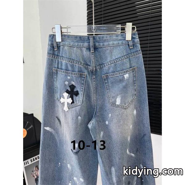 CHROME HEARTS 2025秋冬 アート感あふれる ペイントクロス デニムパンツ  クロムハーツ コピー-1